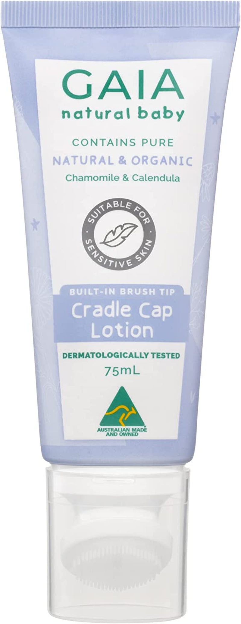 Gaia Skin Natural Baby Cradle Cap Lotion | 98% Natural Origin | Sensitive Skin Formula | Organic Chamomile | Organic Calendula | Cradle Cap | Perfume Free | Australian Made - 75Ml