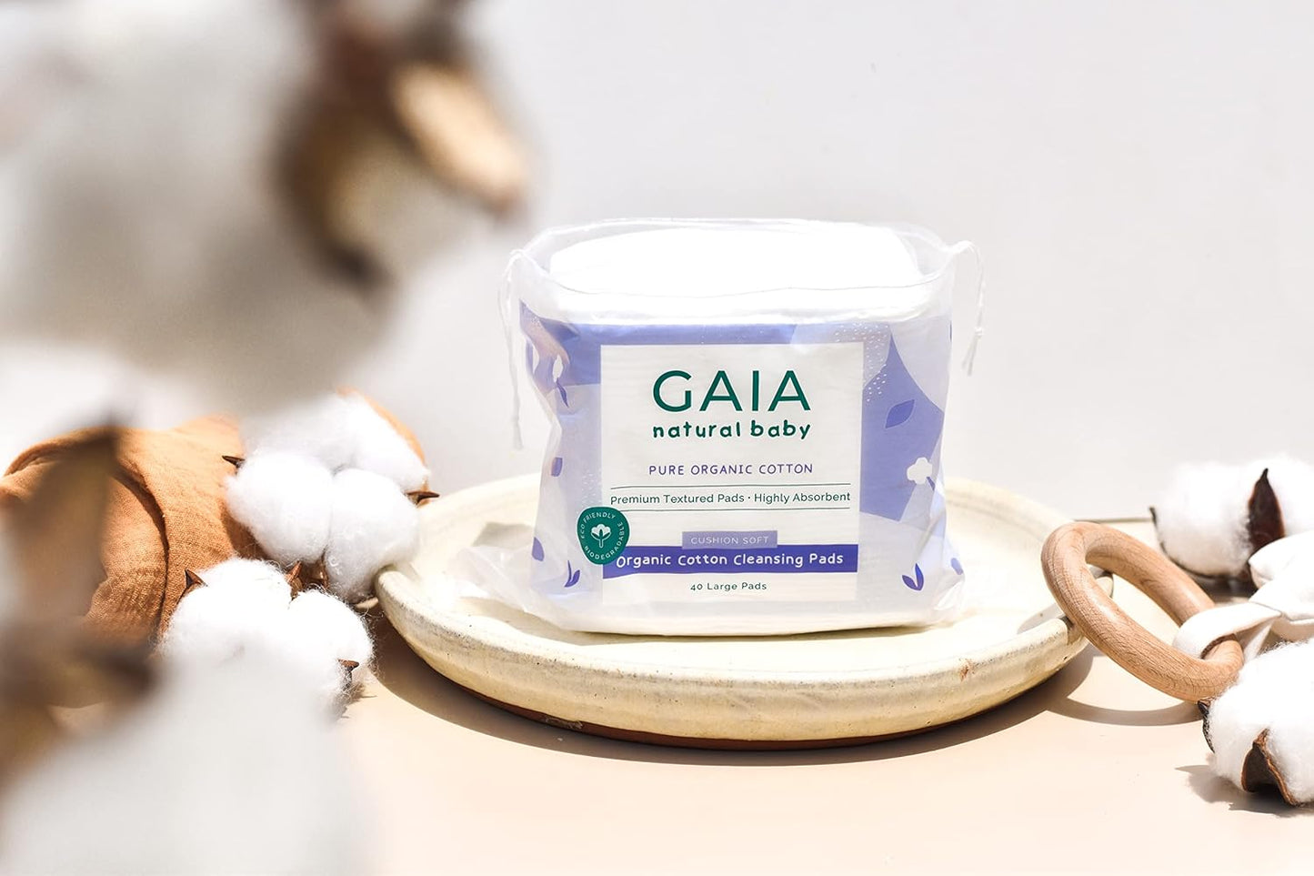 GAIA Natural Baby Organic Cotton Cleansing Pads 40 Pack