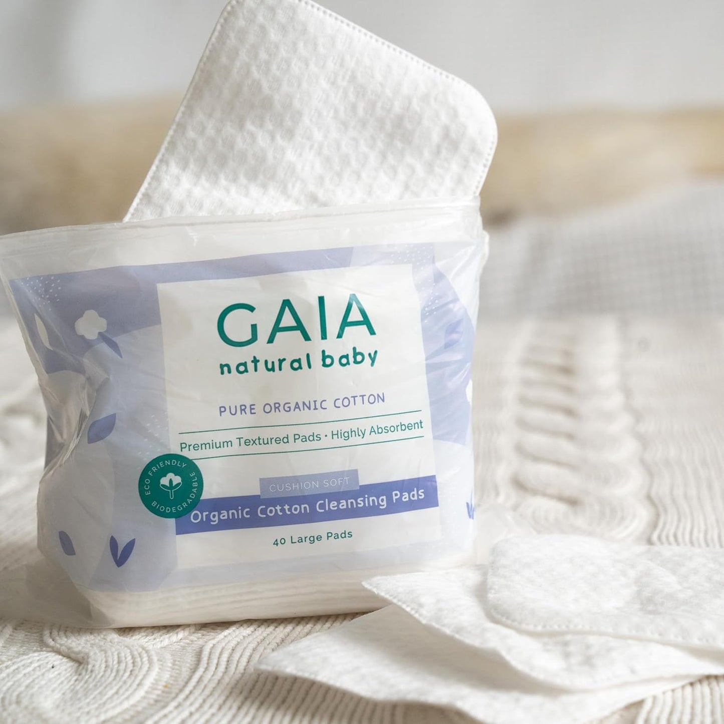 GAIA Natural Baby Organic Cotton Cleansing Pads 40 Pack