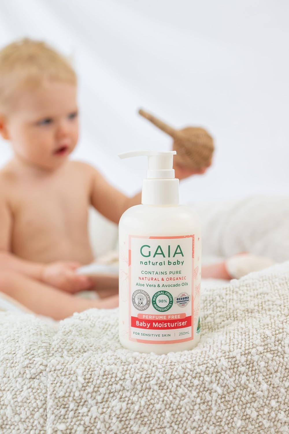 GAIA Natural Baby Moisturiser | 100% Natural Origin | Sensitive Skin Formula | Organic Avocado Oil | Organic Shea Butter | Petrochemical Free | Perfume Free | Paraben Free | Australian Made | 500Ml