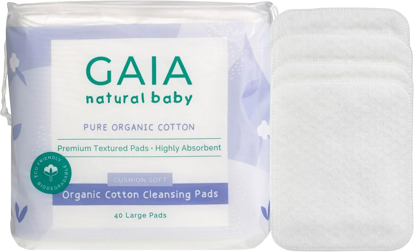 GAIA Natural Baby Organic Cotton Cleansing Pads 40 Pack