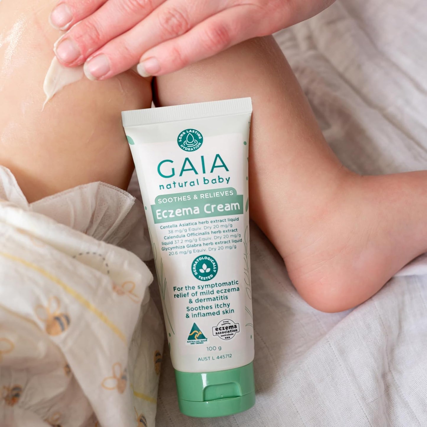 GAIA Skin Natural Baby Eczema Cream | Calendula | Colloidal Oatmeal | Jojoba | Steroid Free | Cruelty Free | Mild Eczema | Dermatitis | Australian Made | 100G