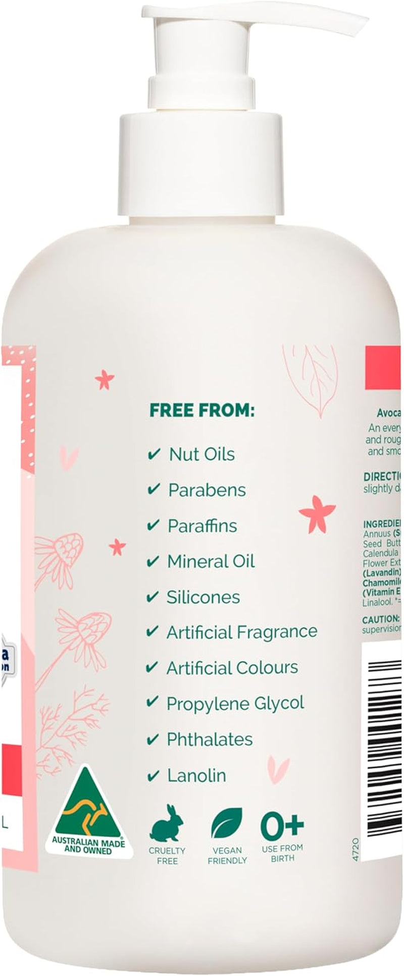 GAIA Natural Baby Moisturiser | 100% Natural Origin | Sensitive Skin Formula | Organic Avocado Oil | Organic Shea Butter | Petrochemical Free | Perfume Free | Paraben Free | Australian Made | 500Ml