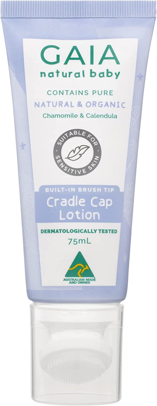 Gaia Skin Natural Baby Cradle Cap Lotion | 98% Natural Origin | Sensitive Skin Formula | Organic Chamomile | Organic Calendula | Cradle Cap | Perfume Free | Australian Made - 75Ml