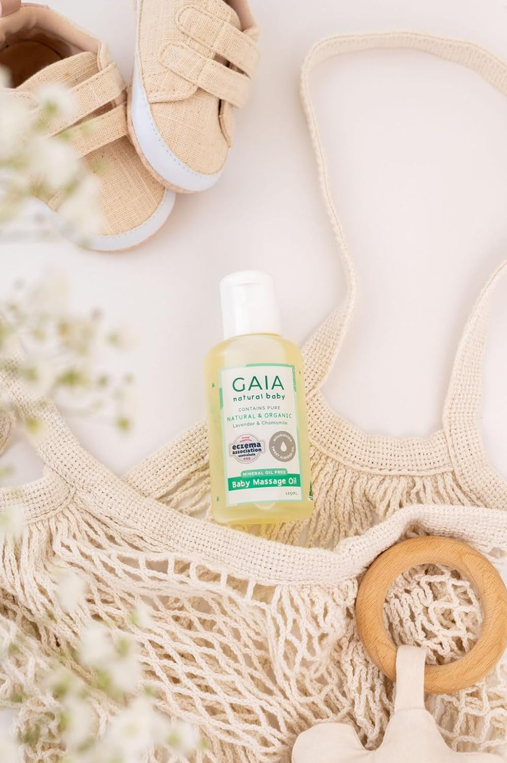 Natural Baby Massage Oil | 100% Natural Origin | Ideal for Newborns | Cold Pressed Sweet Almond Oil | Organic Lavender | Organic Chamomile | Perfume Free | Australian Made | 125Ml