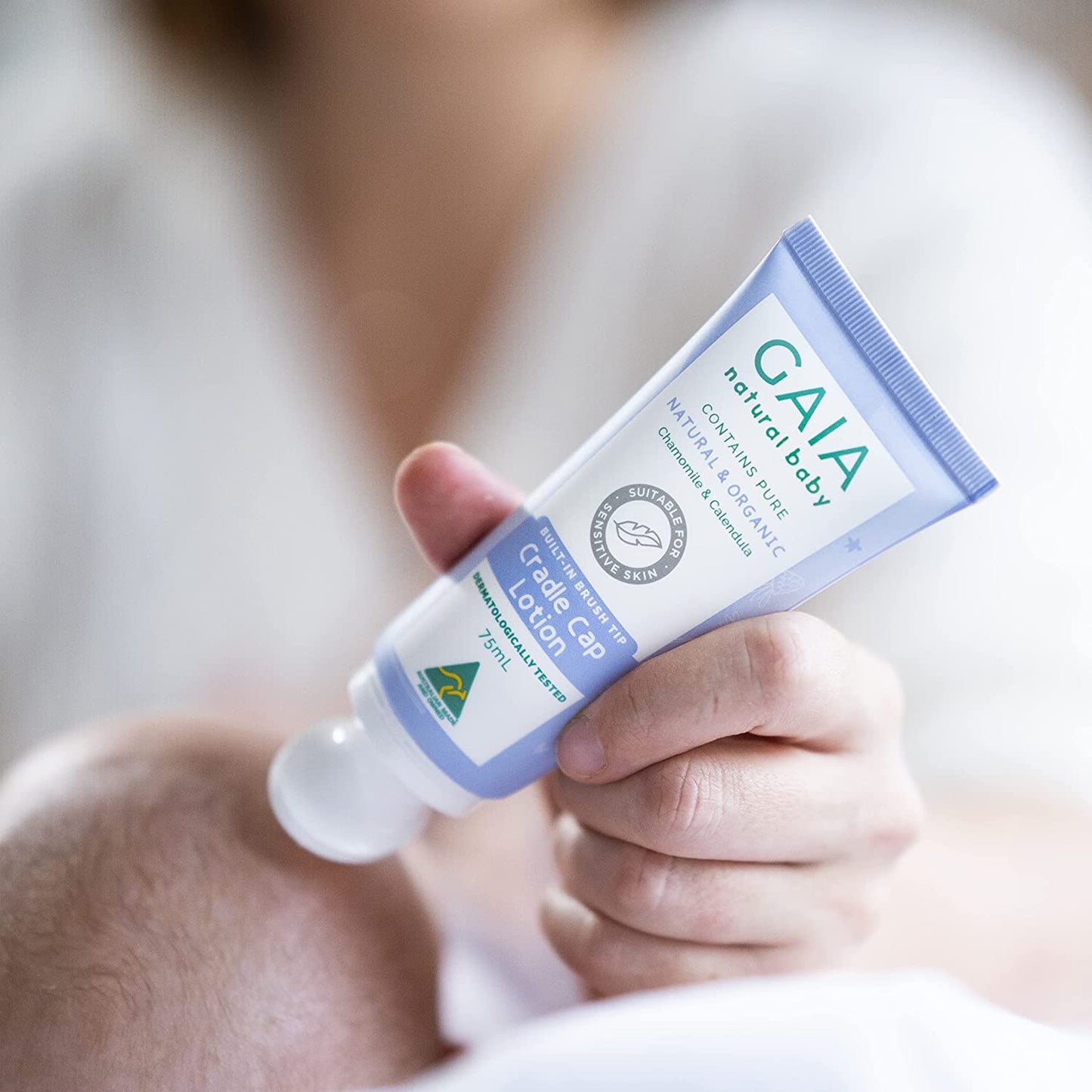 Gaia Skin Natural Baby Cradle Cap Lotion | 98% Natural Origin | Sensitive Skin Formula | Organic Chamomile | Organic Calendula | Cradle Cap | Perfume Free | Australian Made - 75Ml