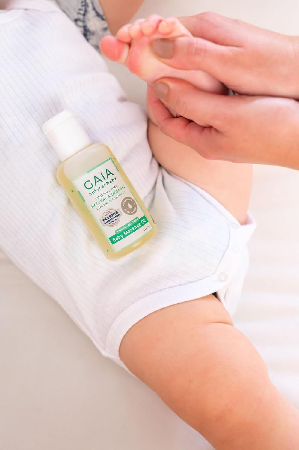 Natural Baby Massage Oil | 100% Natural Origin | Ideal for Newborns | Cold Pressed Sweet Almond Oil | Organic Lavender | Organic Chamomile | Perfume Free | Australian Made | 125Ml