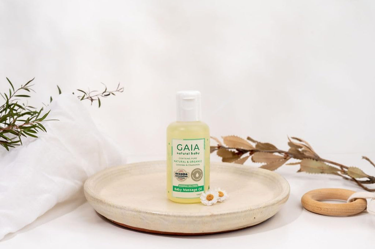 Natural Baby Massage Oil | 100% Natural Origin | Ideal for Newborns | Cold Pressed Sweet Almond Oil | Organic Lavender | Organic Chamomile | Perfume Free | Australian Made | 125Ml