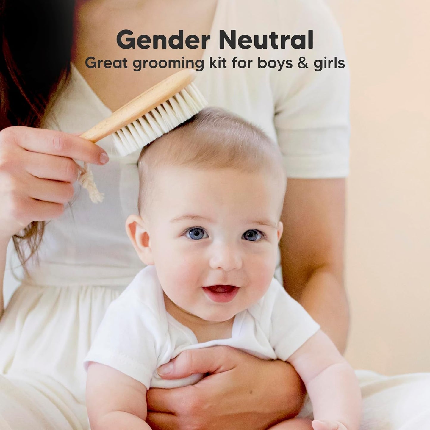 Baby Hair Brush and Baby Comb Set - Baby Brush Set for Newborns, Toddler Hair Brush, Wooden Baby Hair Brushes & Combs, Goat Hair Brush, Infant Hair Brush, Cradle Cap Brush (Oval, Walnut)