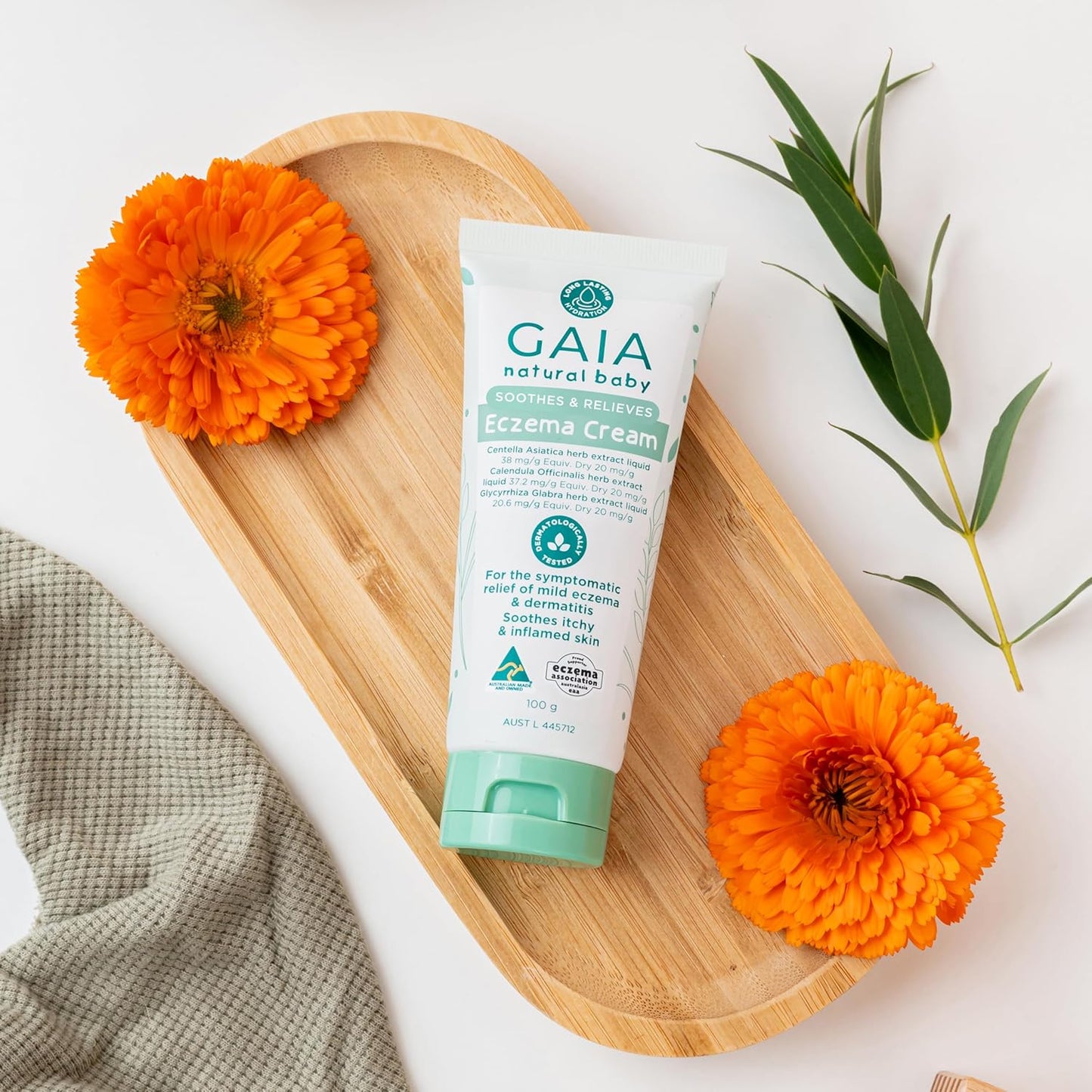 GAIA Skin Natural Baby Eczema Cream | Calendula | Colloidal Oatmeal | Jojoba | Steroid Free | Cruelty Free | Mild Eczema | Dermatitis | Australian Made | 100G