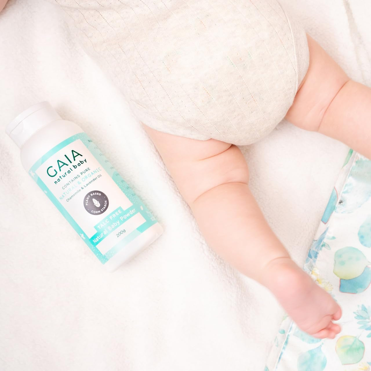 Natural Baby Powder | 100% Talc Free Baby Powder | Cornstarch | Organic Chamomile | Organic Lavender | Perfume Free | Paraben Free | Nappy Rash | Australian Made | Gentle Baby Care | 200G