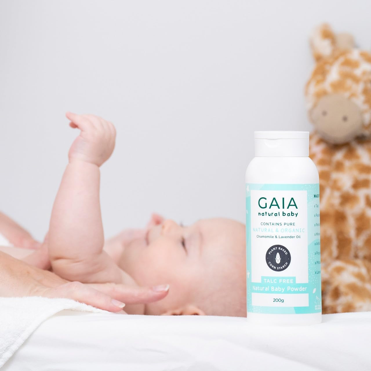 Natural Baby Powder | 100% Talc Free Baby Powder | Cornstarch | Organic Chamomile | Organic Lavender | Perfume Free | Paraben Free | Nappy Rash | Australian Made | Gentle Baby Care | 200G