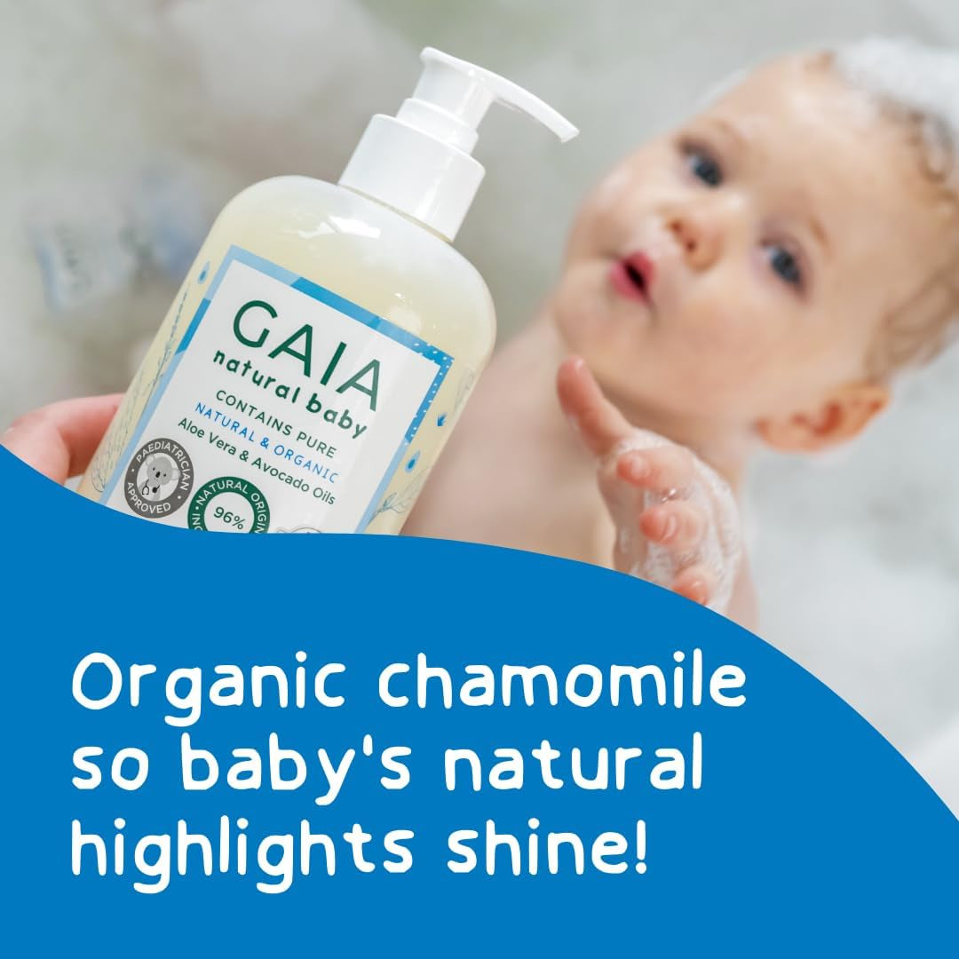 GAIA Skin Natural Baby 2In1 Shampoo & Conditioner | 96% Natural Origin | Sensitive Skin Formula | Organic Avocado Oil | Organic Chamomile | Silicone Free | Sulphate Free | Australian Made - 500Ml