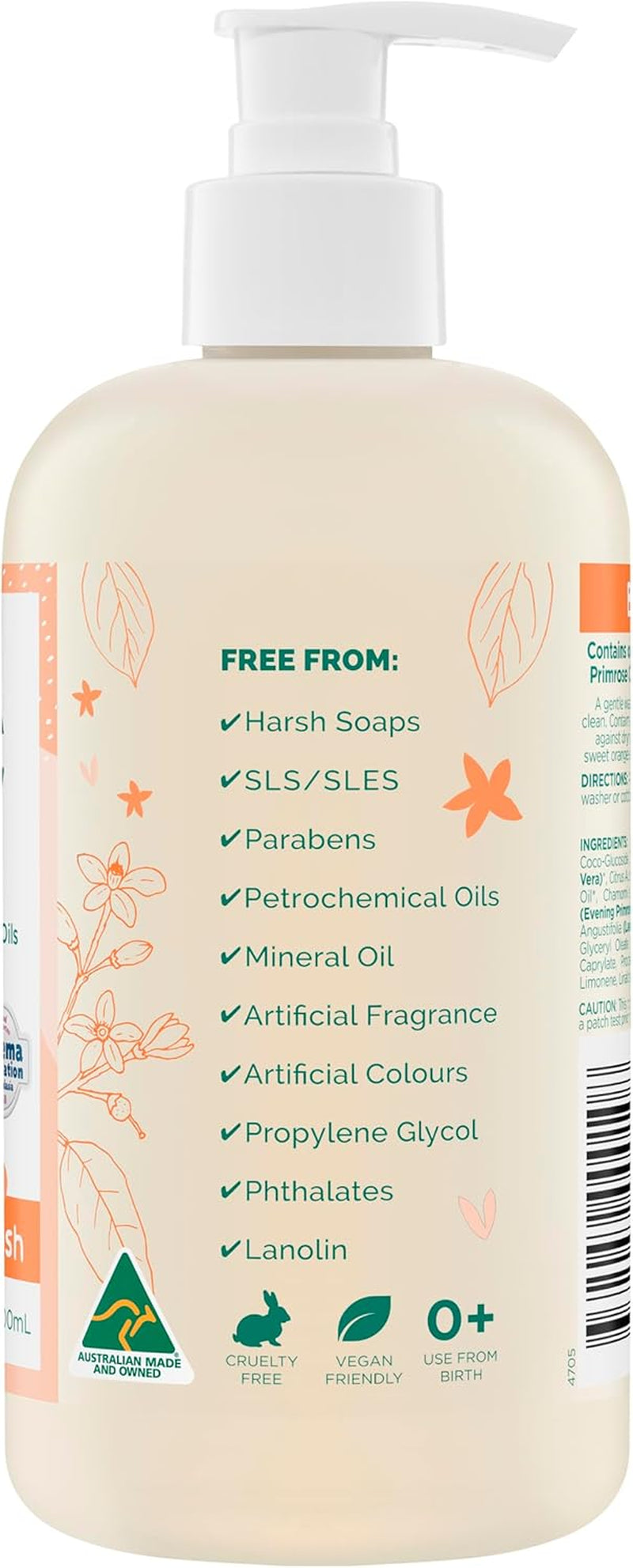 GAIA Skin Natural Baby Bath and Body Wash ; Certified Natural ; Ideal for Newborns ; Sensitive Skin Formula ; Organic Avocado Oil ; Organic Chamomile ; Soap Free ; Perfume Free ; Australian Made - 500Ml