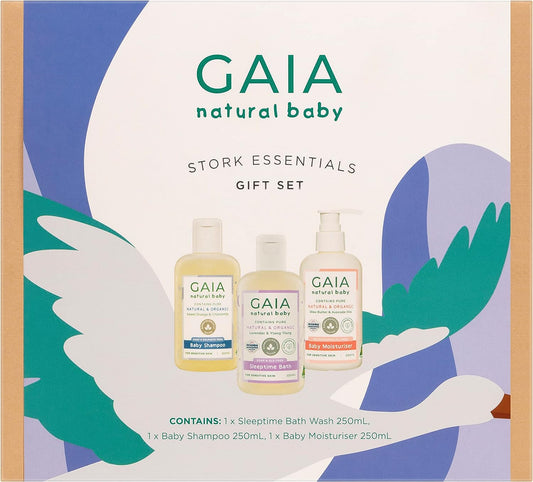 Gaia Skin Natural Baby Baby Stork Essential Gift Set (Pack of 3)