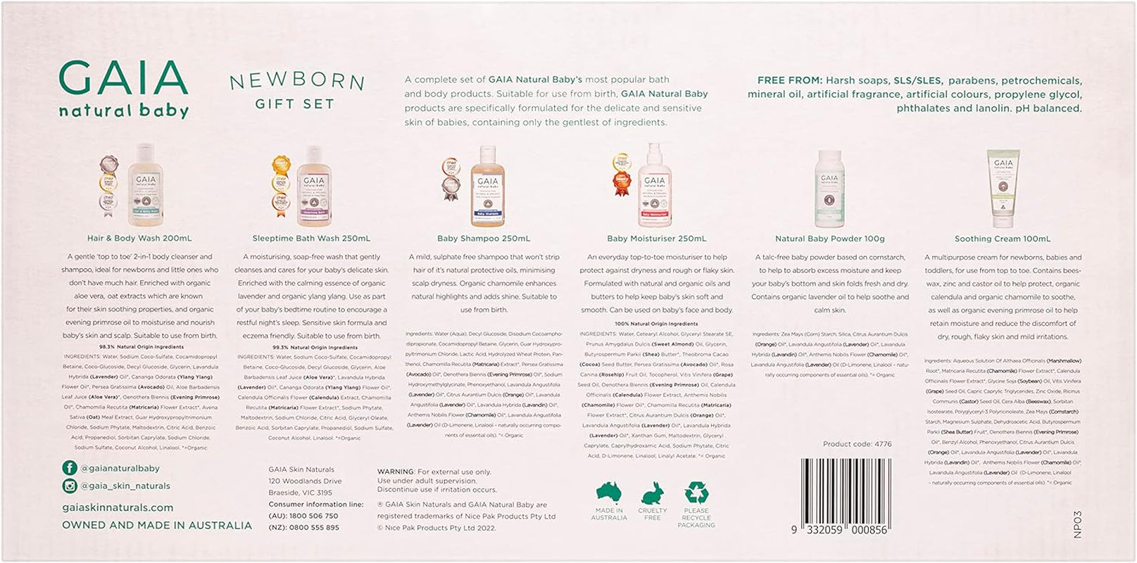 Gaia Skin Natural Baby Newborn Baby Gift Set (Pack of 6)