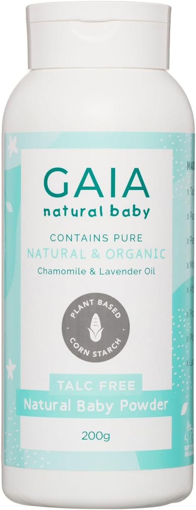 Natural Baby Powder | 100% Talc Free Baby Powder | Cornstarch | Organic Chamomile | Organic Lavender | Perfume Free | Paraben Free | Nappy Rash | Australian Made | Gentle Baby Care | 200G