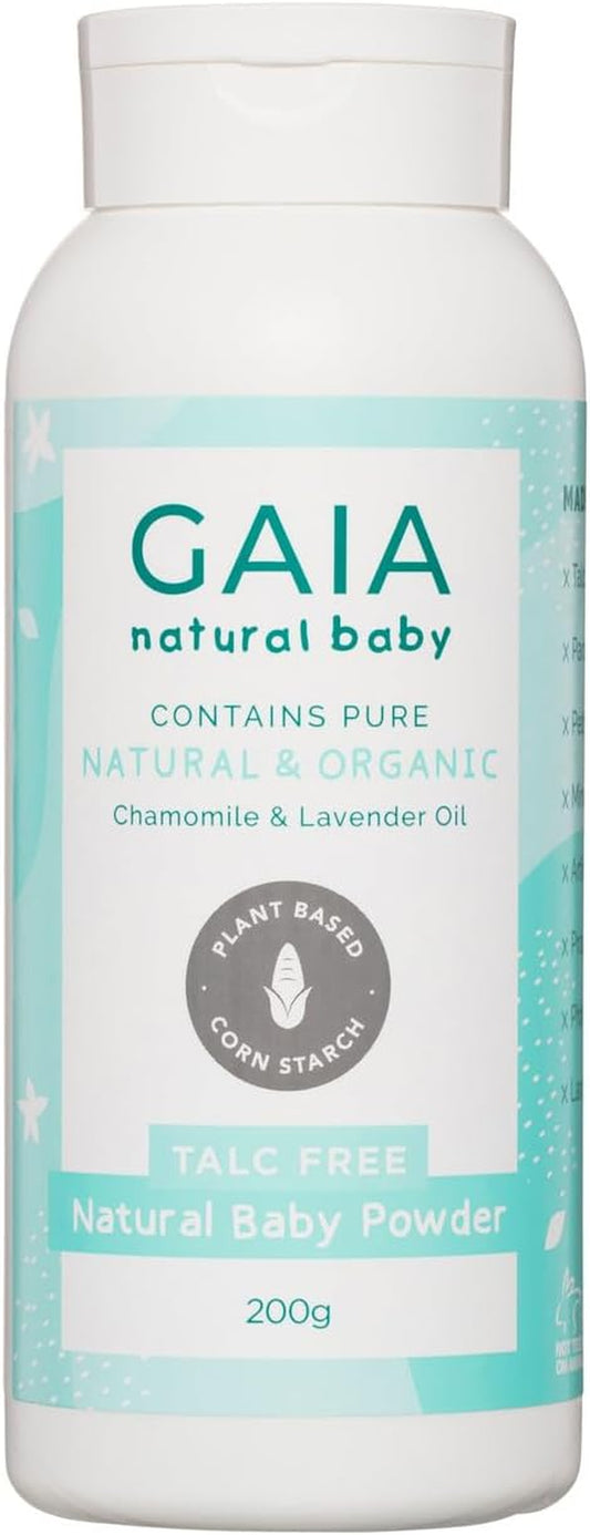 Natural Baby Powder | 100% Talc Free Baby Powder | Cornstarch | Organic Chamomile | Organic Lavender | Perfume Free | Paraben Free | Nappy Rash | Australian Made | Gentle Baby Care | 200G
