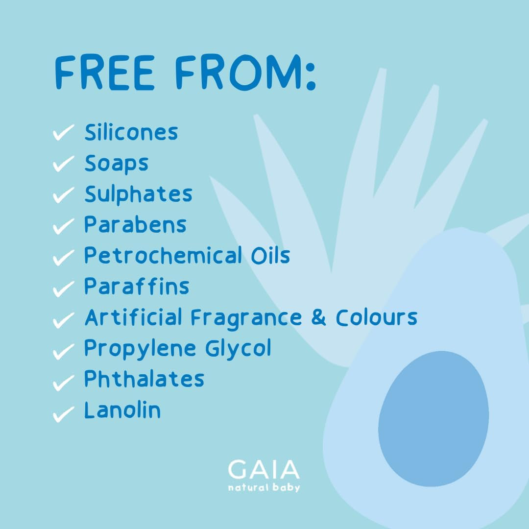GAIA Skin Natural Baby 2In1 Shampoo & Conditioner | 96% Natural Origin | Sensitive Skin Formula | Organic Avocado Oil | Organic Chamomile | Silicone Free | Sulphate Free | Australian Made - 500Ml